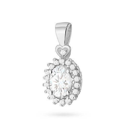 Zawieszka z białego złota z diamentem laboratoryjnym Lab Diamonds i brylantami kwiatek markiza serce Z0312.B3.LDW.01 marko