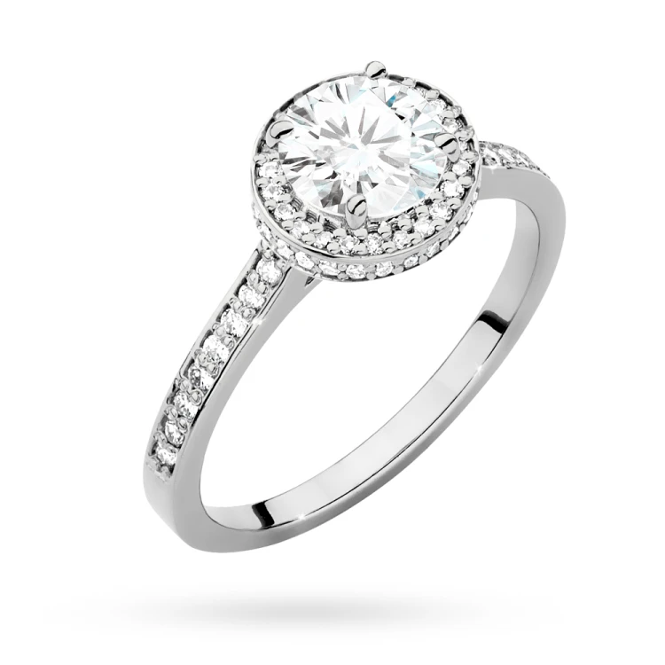 Pierścionek z białego złota Halo diament laboratoryjny 1,00ct i kamienie boczne Lab Diamonds W0508.B3.LDW.04 marko