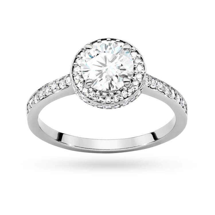 Pierścionek z białego złota Halo diament laboratoryjny 1,00ct i kamienie boczne Lab Diamonds W0508.B3.LDW.04 marko