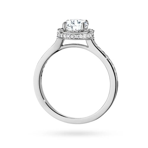 Pierścionek z białego złota Halo diament  laboratoryjny 1,00ct i kamienie boczne Lab Diamonds