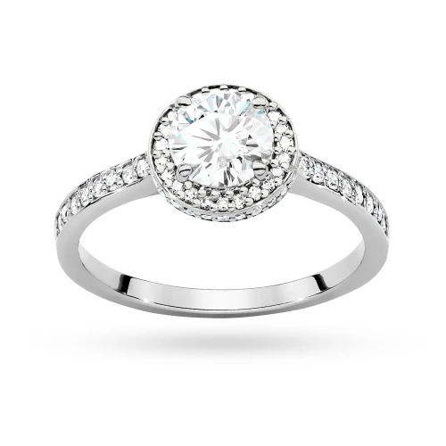 Pierścionek z białego złota Halo diament laboratoryjny 0,70ct i kamienie boczne Lab Diamonds W0508.B3.LDW.03 marko