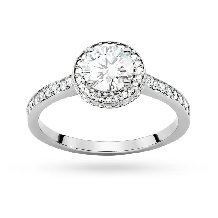 Pierścionek z białego złota Halo diament laboratoryjny 0,70ct i kamienie boczne Lab Diamonds W0508.B3.LDW.03 marko