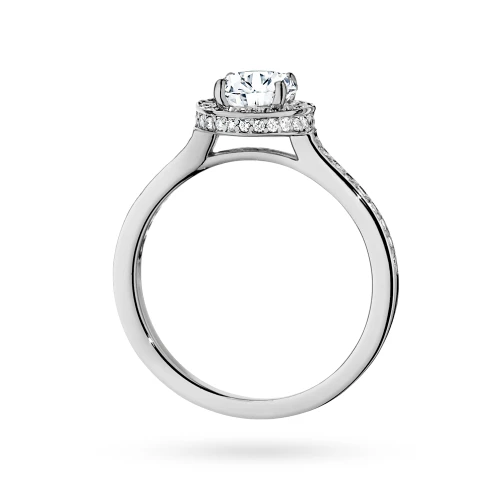 Pierścionek z białego złota Halo diament  laboratoryjny 0,70ct i kamienie boczne Lab Diamonds