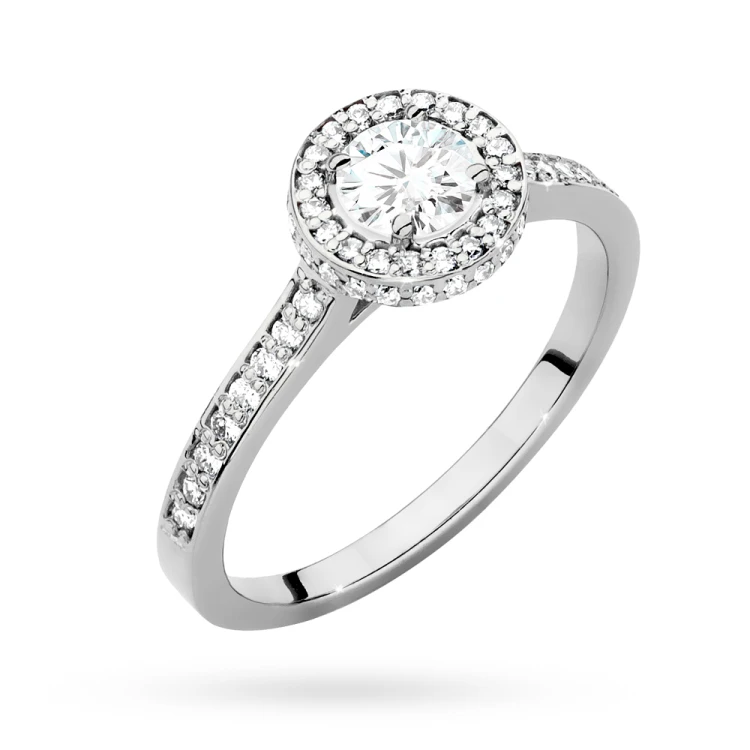 Pierścionek z białego złota Halo diament laboratoryjny 0,50ct i kamienie boczne Lab Diamonds W0508.B3.LDW.02 marko