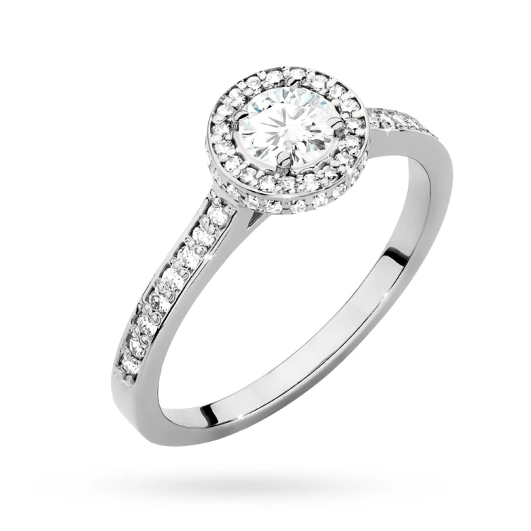 Pierścionek z białego złota Halo diament laboratoryjny 0,40ct i kamienie boczne Lab Diamonds W0508.B3.LDW.01 marko