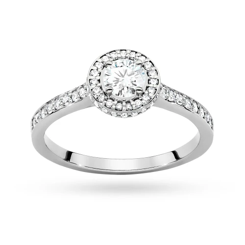 Pierścionek z białego złota Halo diament laboratoryjny 0,40ct i kamienie boczne Lab Diamonds W0508.B3.LDW.01 marko