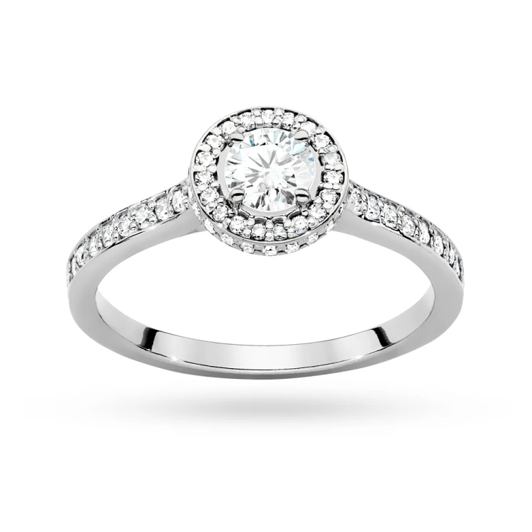 Pierścionek z białego złota Halo diament laboratoryjny 0,40ct i kamienie boczne Lab Diamonds W0508.B3.LDW.01 marko
