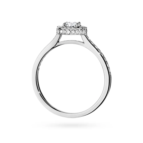 Pierścionek z białego złota Halo diament  laboratoryjny 0,40ct i kamienie boczne Lab Diamonds