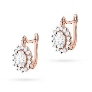 Kolczyki z różowego złota zapięcie angielskie markizy diamenty laboratoryjne Lab Diamonds 