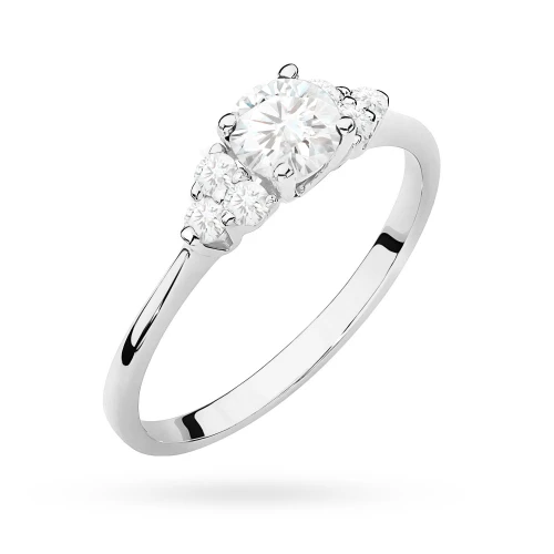 Pierścionek zaręczynowy z białego złota  z okrągłym diamentem laboratoryjnym 0,50ct Lab Diamonds