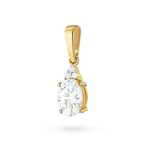 Złota zawieszka i owalnym diamentem laboratoryjnym Lab Diamonds 