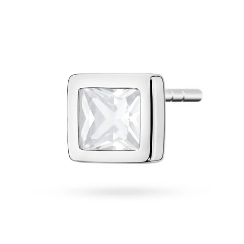 Srebrny kolczyk kwadratowa pojedyncza cyrkonia oprawa bezel 4 x 4mm Jeso K2034-925-S-SOLO marko