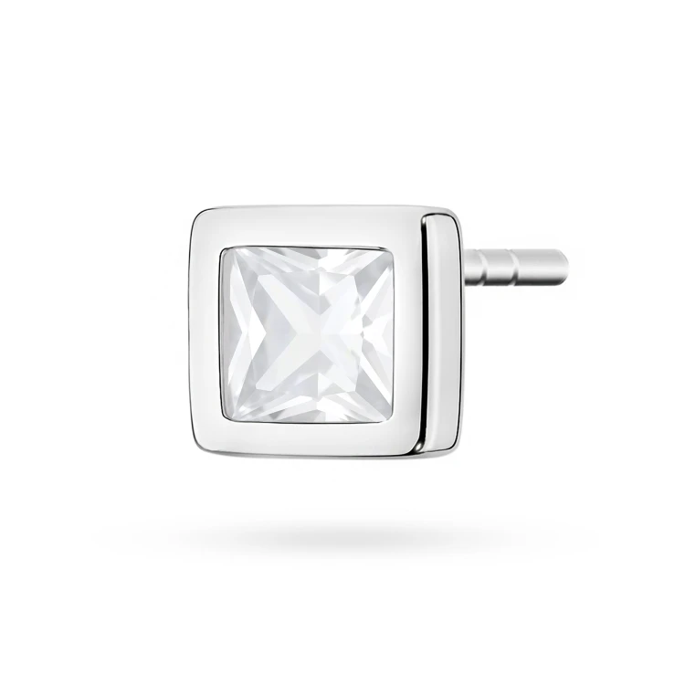 Srebrny kolczyk kwadratowa pojedyncza cyrkonia oprawa bezel 4 x 4mm Jeso K2034-925-S-SOLO marko