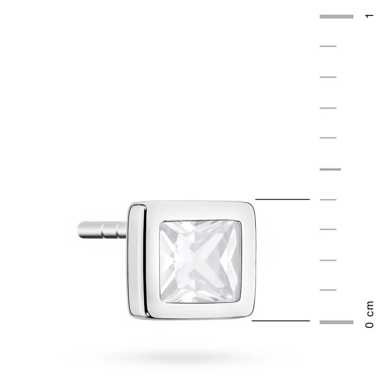 Srebrny kolczyk kwadratowa pojedyncza cyrkonia oprawa bezel 4 x 4mm Jeso K2034-925-S-SOLO marko