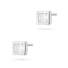 Srebrne kolczyki kwadratowe pojedyncza cyrkonia oprawa bezel 4 x 4mm Jeso K2034-925-S marko