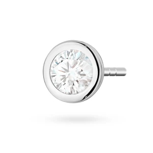 Srebrny kolczyk klasyczny pojedyncza      cyrkonia oprawa bezel 6mm Jeso