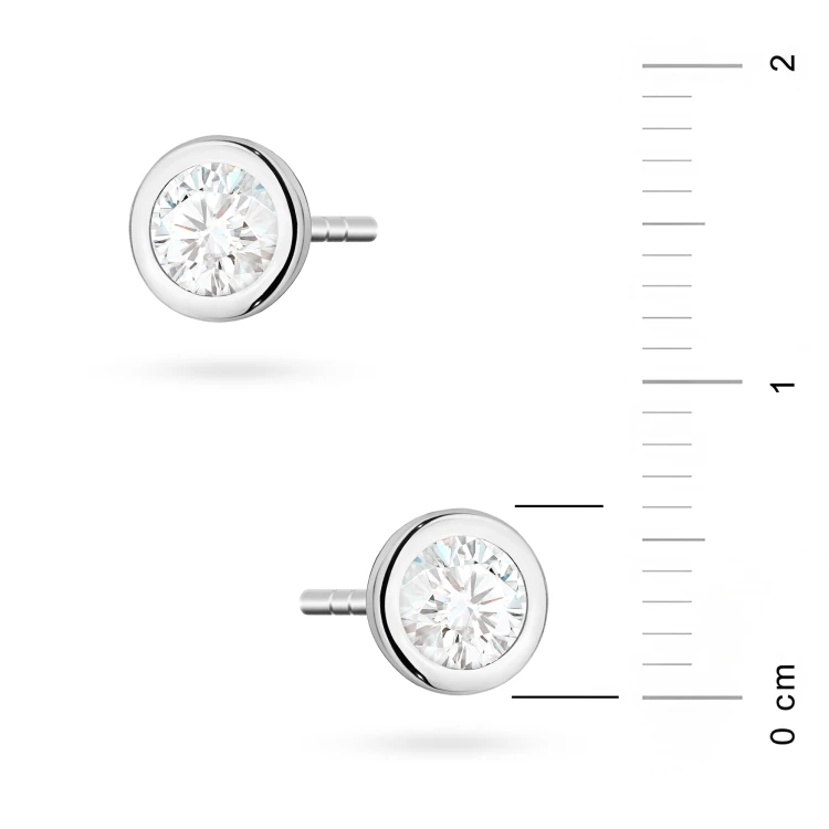 Srebrne kolczyki klasyczne pojedyncza cyrkonia oprawa bezel 6mm Jeso K2033-925-S marko