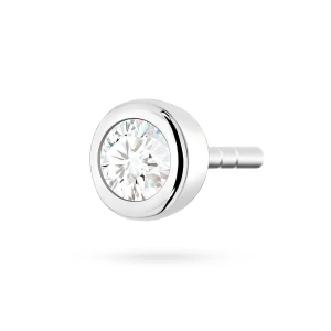 Srebrny kolczyk klasyczny pojedyncza      cyrkonia oprawa bezel 3,5mm Jeso