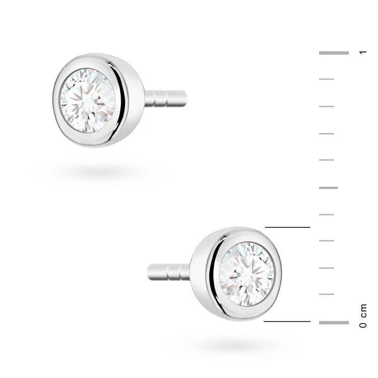 Srebrne kolczyki klasyczne pojedyncza cyrkonia oprawa bezel 3,5mm Jeso K2032-925-S marko