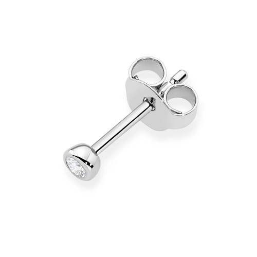 Srebrny kolczyk klasyczny pojedyncza cyrkonia oprawa bezel 3mm Jeso K2031-925-S-SOLO marko