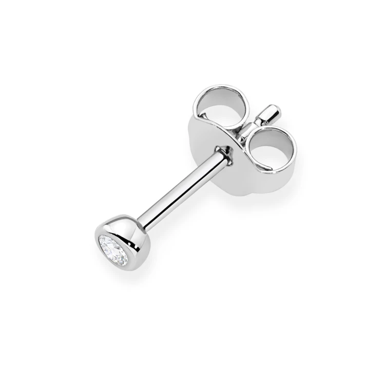 Srebrny kolczyk klasyczny pojedyncza cyrkonia oprawa bezel 3mm Jeso K2031-925-S-SOLO marko