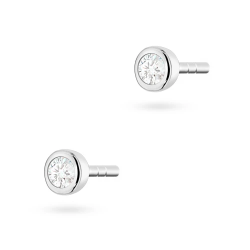 Srebrne kolczyki klasyczne pojedyncza cyrkonia oprawa bezel 3mm Jeso K2031-925-S marko