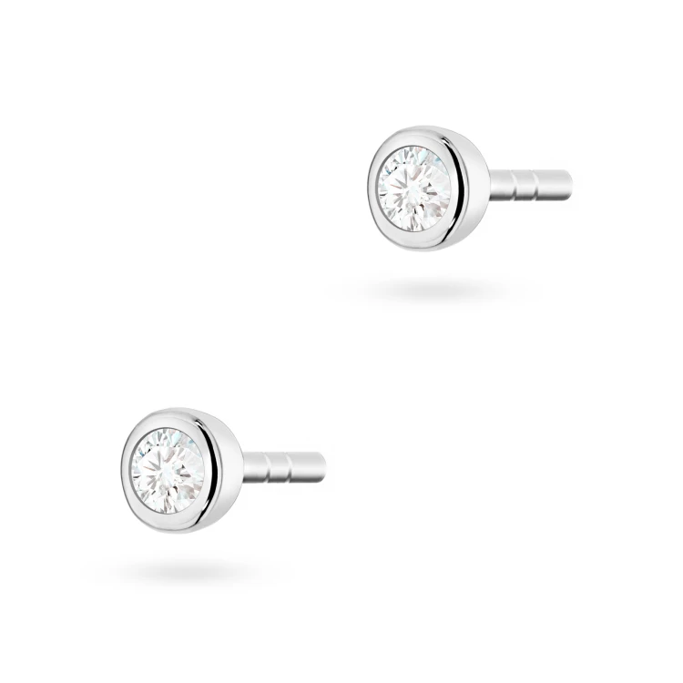 Srebrne kolczyki klasyczne pojedyncza cyrkonia oprawa bezel 3mm Jeso K2031-925-S marko
