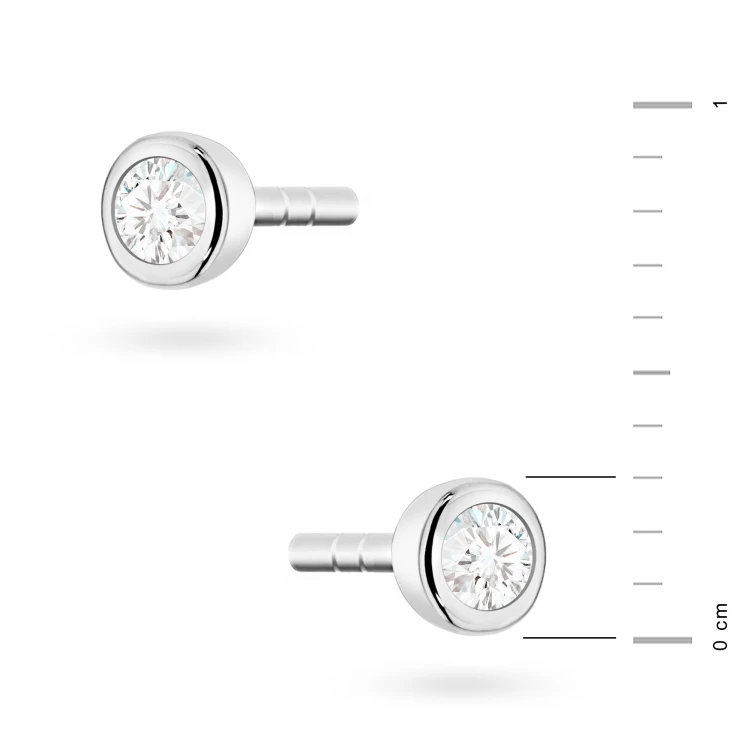 Srebrne kolczyki klasyczne pojedyncza cyrkonia oprawa bezel 3mm Jeso K2031-925-S marko