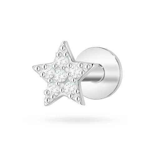 Srebrny pojedynczy kolczyk labret piercing gwiazdka zakręcany Soledo K2026-925-S-SOLO marko