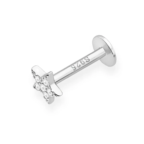 Srebrny pojedynczy kolczyk labret piercing gwiazdka zakręcany Soledo K2026-925-S-SOLO marko