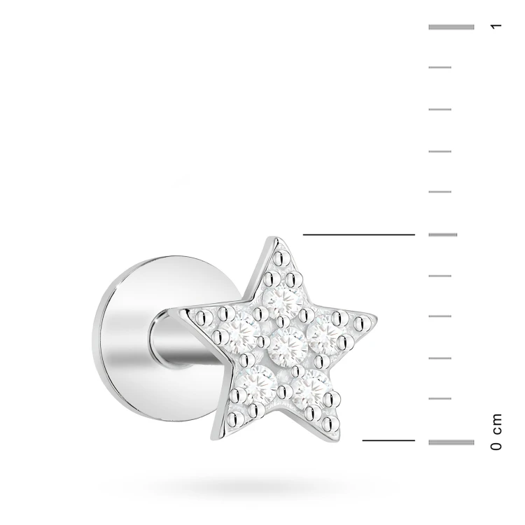 Srebrny pojedynczy kolczyk labret piercing gwiazdka zakręcany Soledo K2026-925-S-SOLO marko