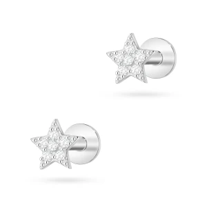 Srebrne kolczyki labret piercing gwiazdka zakręcane Soledo