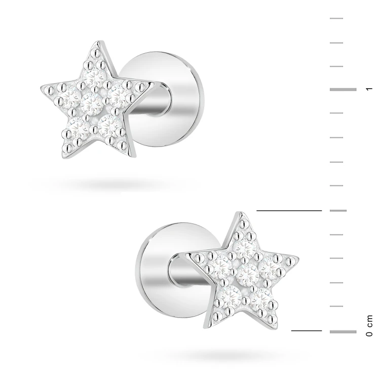 Srebrne kolczyki labret piercing gwiazdka zakręcane Soledo K2026-925-S marko