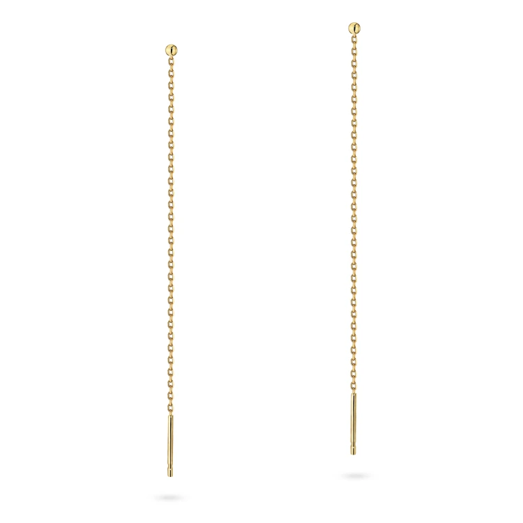 Pozłacane kolczyki przewlekane długie łańcuszki kulki 2mm Iluvia K2008-925-Z marko