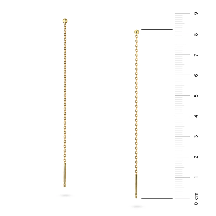 Pozłacane kolczyki przewlekane długie łańcuszki kulki 2mm Iluvia K2008-925-Z marko