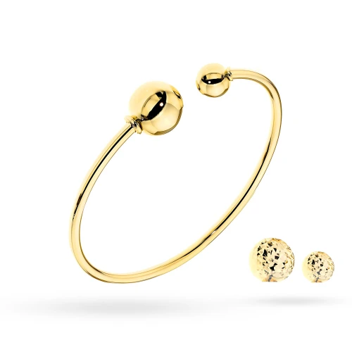 Złota sztywna bransoletka bangle wymienne wkręcane kulki Sego B-GW-553-585 marko