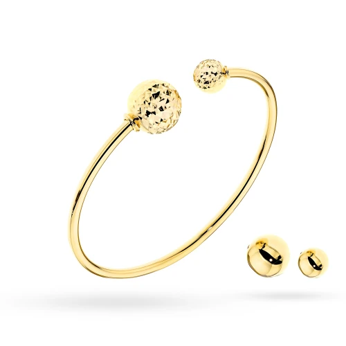 Złota sztywna bransoletka bangle wymienne wkręcane kulki Sego B-GW-553-585 marko