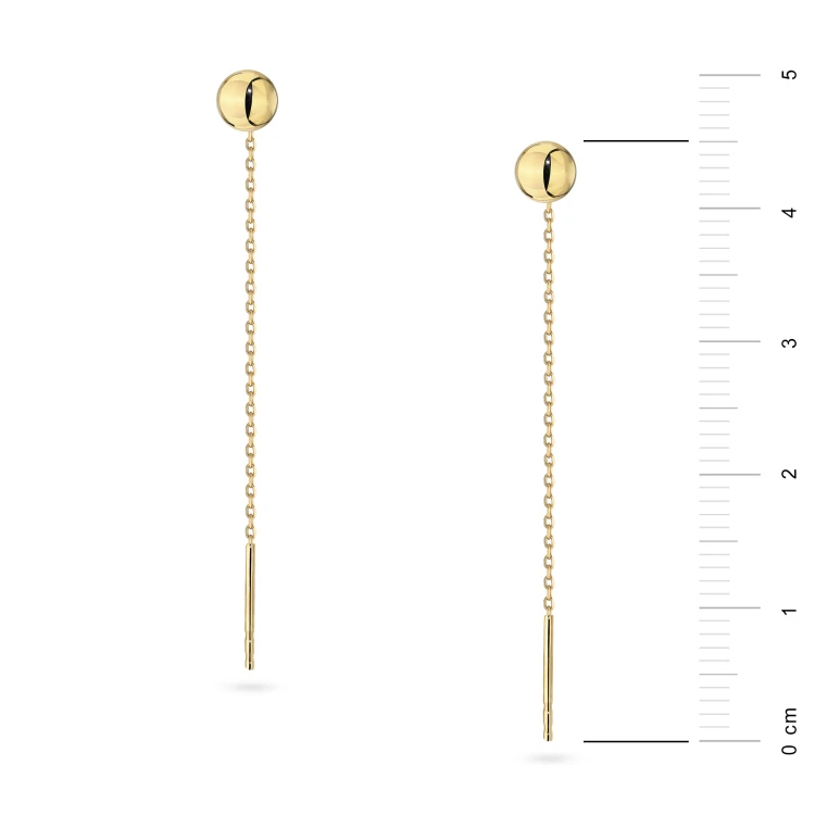 Złote kolczyki wiszące łańcuszek kulki 5mm przewlekane K006-333 marko