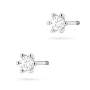 Klasyczne kolczyki z diamentami 2 x 0,10ct białe złoto sztyft zakręcany labret