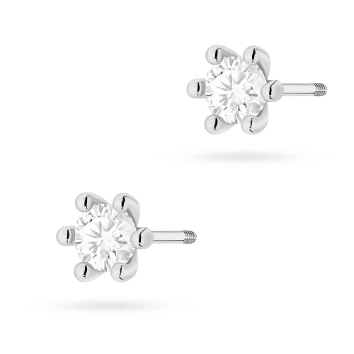 Klasyczne kolczyki z diamentami 2 x 0,30ct białe złoto sztyft zakręcany labret