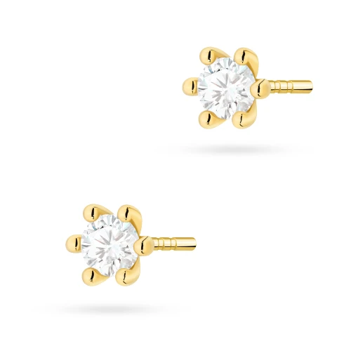 Klasyczne złote kolczyki sztyft           z diamentami 2 x 0,15ct