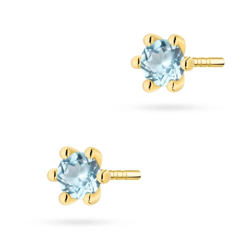 Klasyczne złote kolczyki z pojedynczym topazem Swiss 2 x 0,15ct