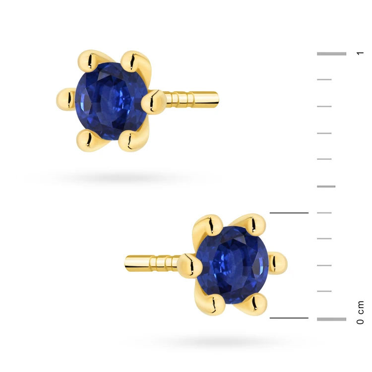 Złote kolczyki z dużymi szafirami 2 x 0,15ct żółte złoto K0222.Z3.SAB.02 marko