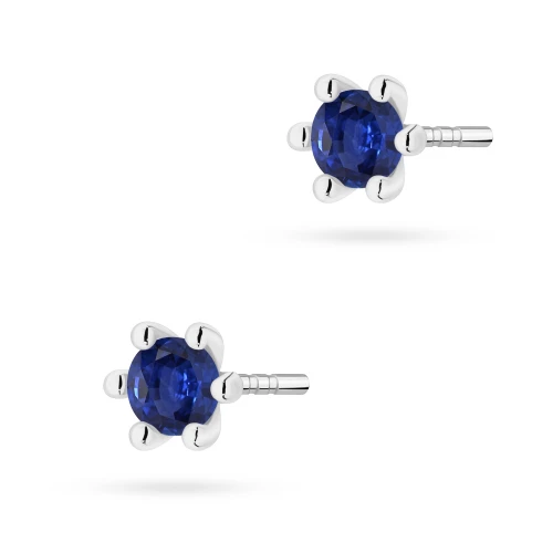 Złote kolczyki z dużymi szafirami 2  x 0,15ct białe złoto