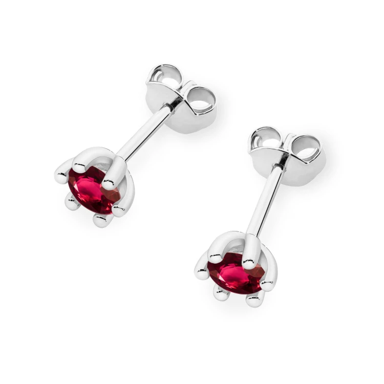Klasyczne kolczyki z białego złota z pojedynczym rubinem 2 x 0,15ct K0222.B3.RUR.02 marko