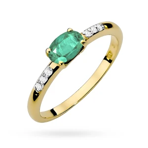 Złoty pierścionek zaręczynowy szmaragd i brylanty Kultowa