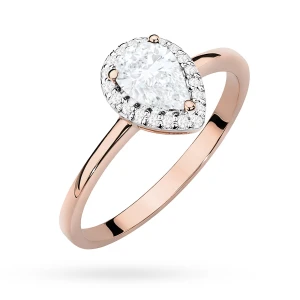 Pierścionek z różowego złota  z diamentami laboratoryjnymi Lab Diamonds łezka