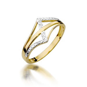 Złoty pierścionek 585 z brylantami 0,03ct Obietnice Relove - Rozmiar 14