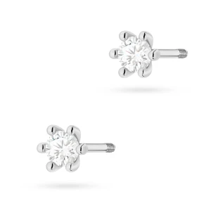 Klasyczne kolczyki białe złoto z diamentami laboratoryjnymi sztft zakręcany Lab Diamonds 2 x 0,10ct labret