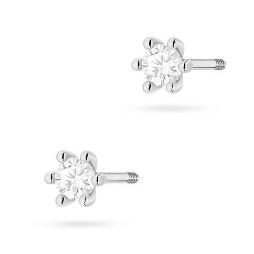 Klasyczne kolczyki białe złoto z diamentami laboratoryjnymi sztft zakręcany Lab Diamonds 2 x 0,10ct labret